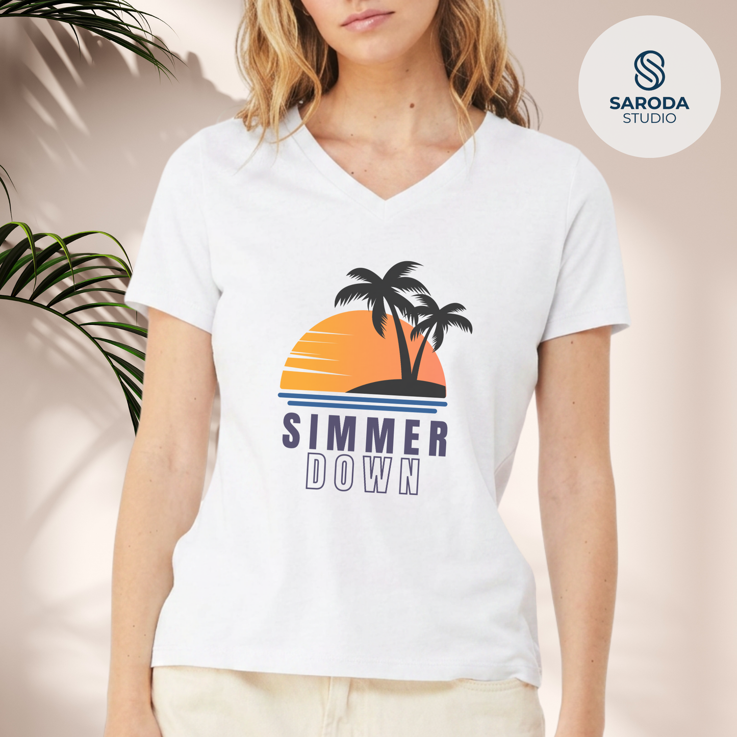 Simmer Down Women's V-Neck Tee